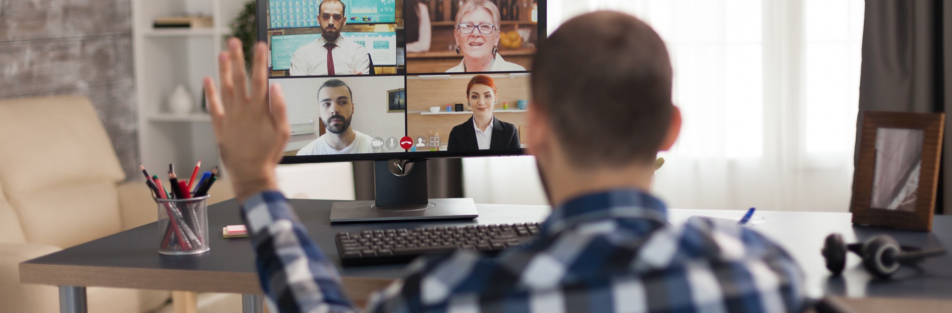 Man on video call