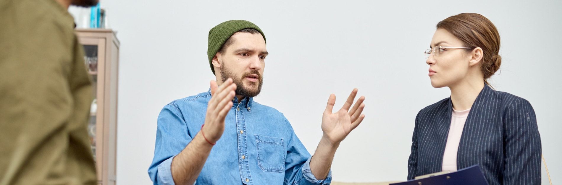 Man speaking at therapy session